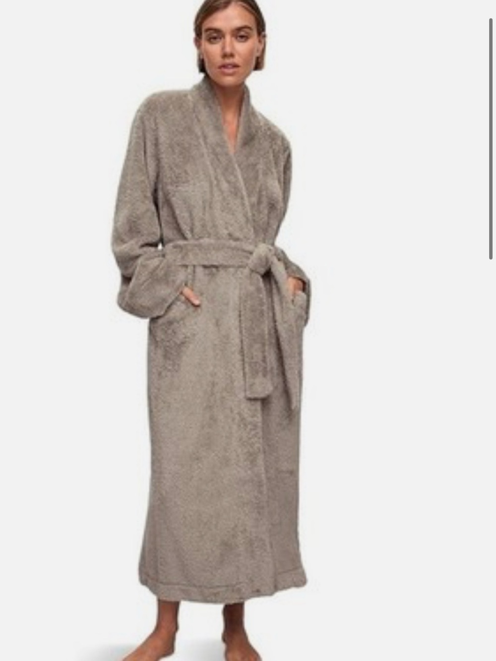 Eberjey Taupe Plush Long Shawl-Collar Robe